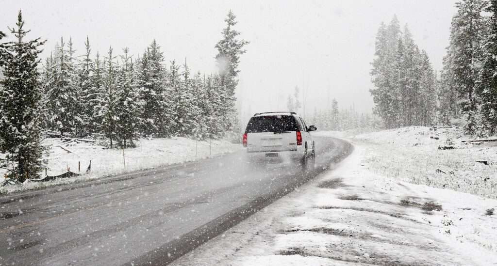 snow, road, suv, car wallpapers, winter, car, vehicle, drive, driving, road trip, snowstorm, snowing, snowfall, nature, conifers, coniferous, snow covered