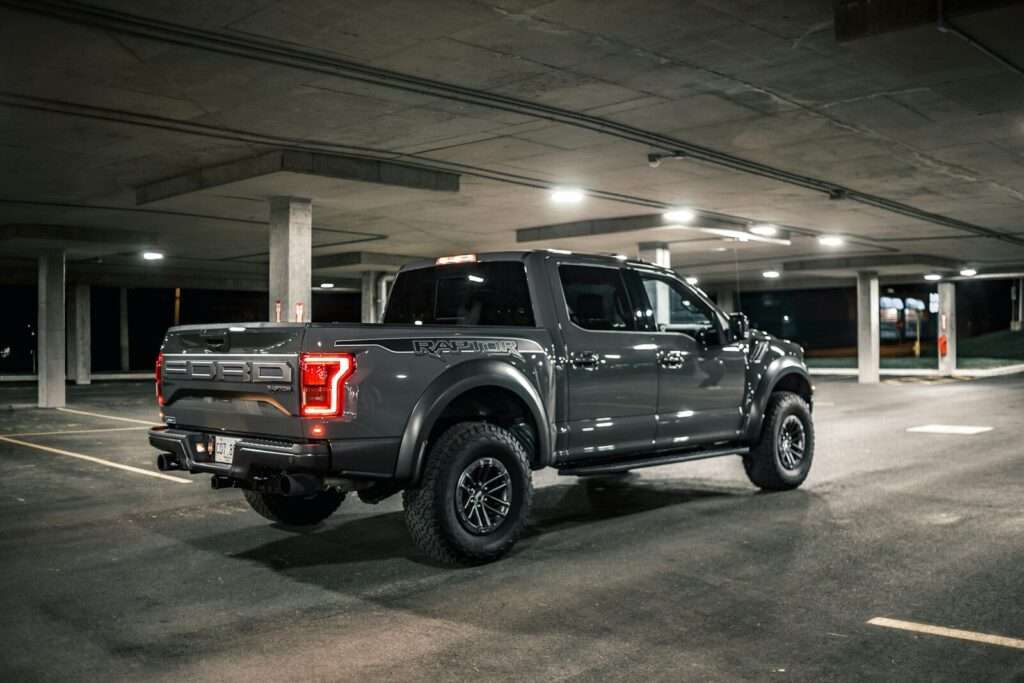 black crew cab pickup truck
